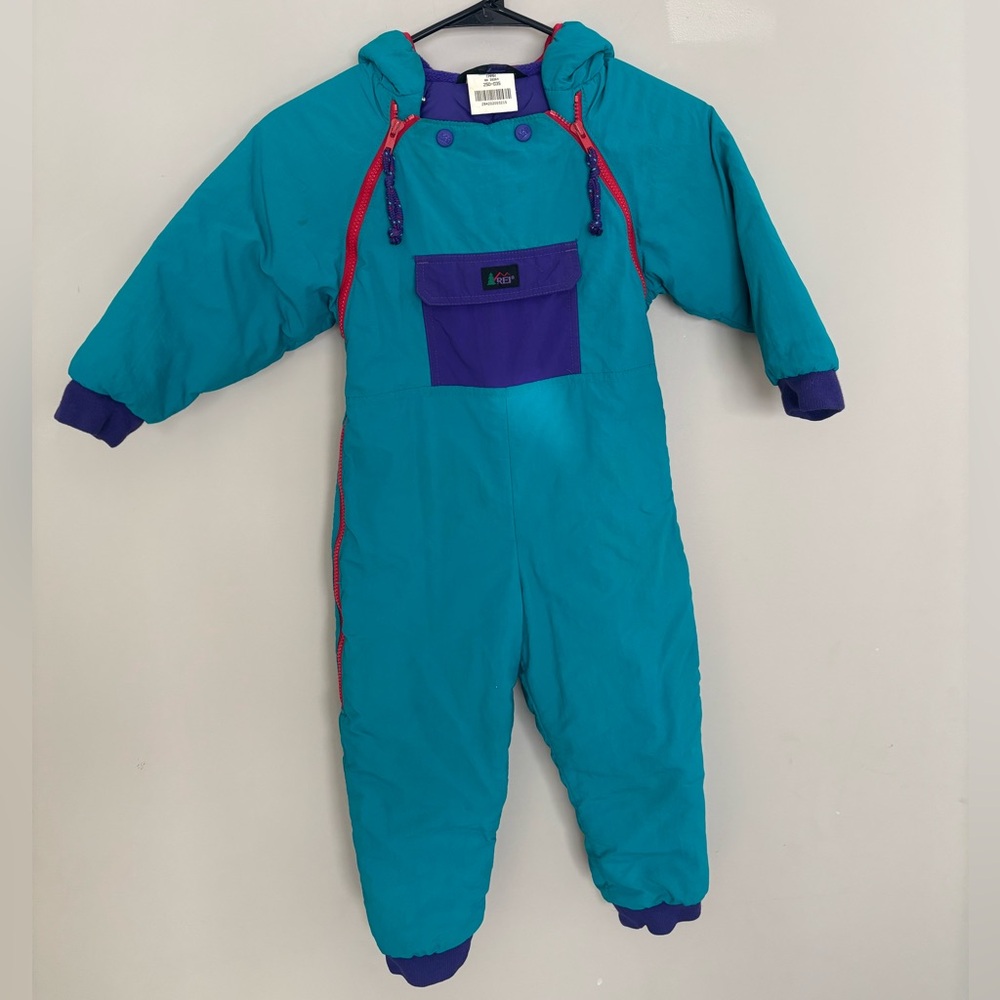 Vintage 90s REI Toddler one piece Teal and Purple Snowsuit